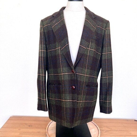 Lauren Ralph Lauren Jackets & Blazers - Lauren - Ralph Lauren - Wool Plaid Blazer - Size 14 - Brown & Dark Green